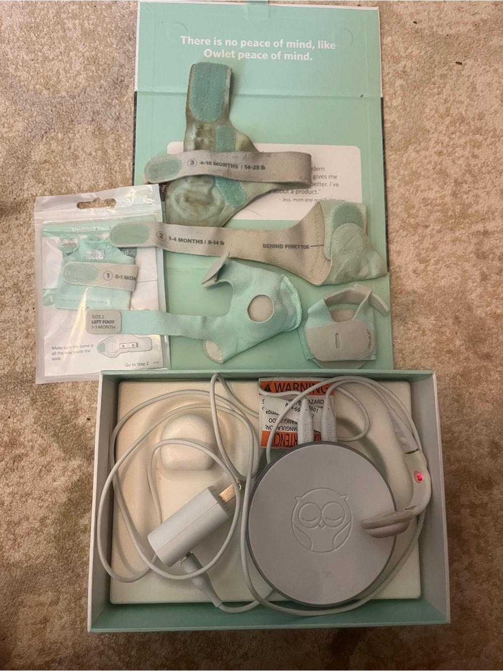 Owlet Mint Green Infant Sock & Charging Base Accessories